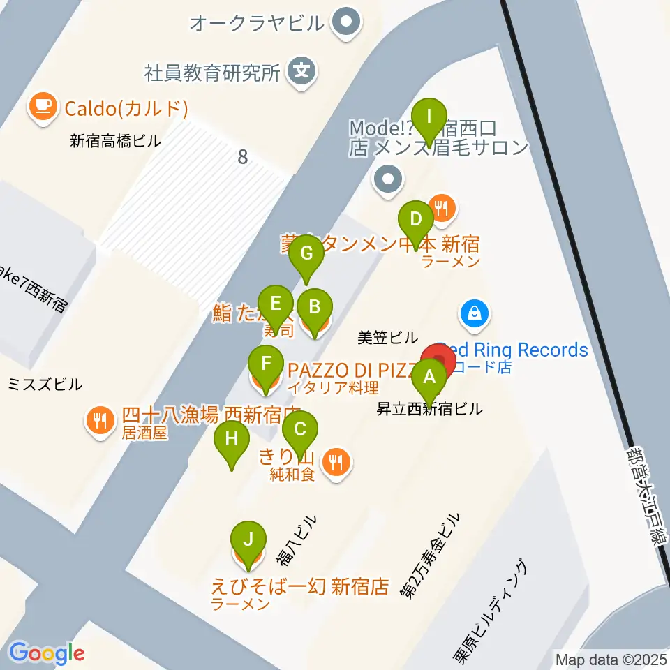レッドリングレコード周辺のファミレス・ファーストフード一覧地図