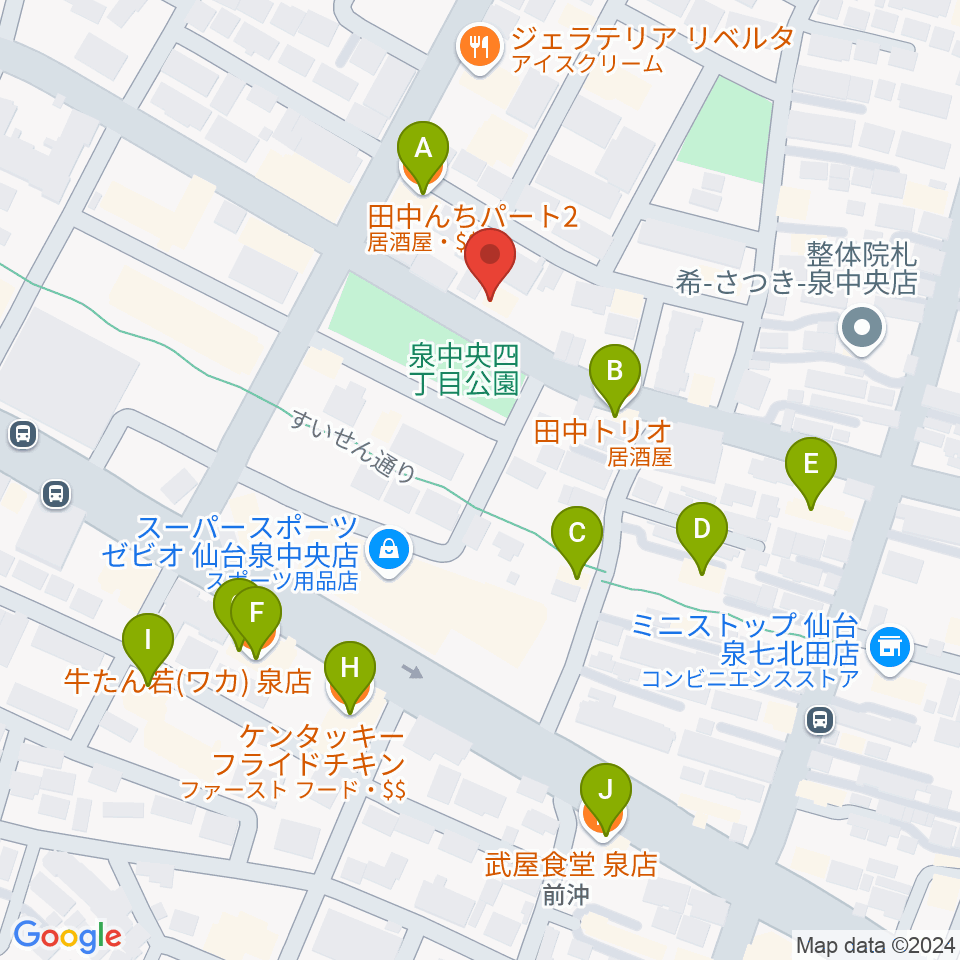 J&B泉店 ジェーアンドビー周辺のファミレス・ファーストフード一覧地図