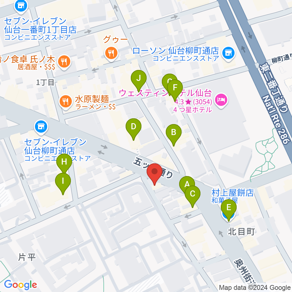 ジェーアンドビー北目町店周辺のファミレス・ファーストフード一覧地図