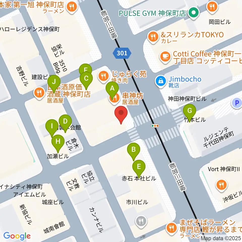 レコード社本店周辺のファミレス・ファーストフード一覧地図