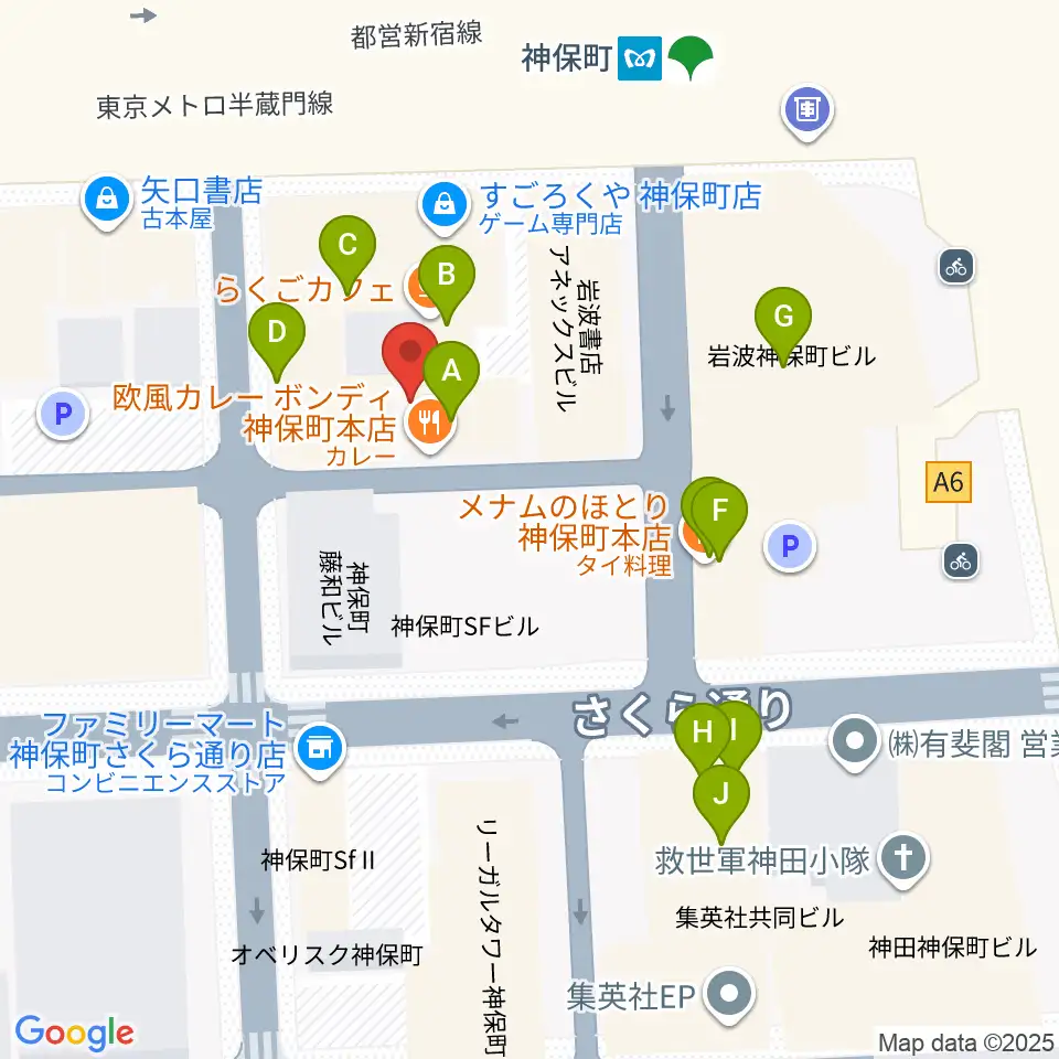 富士レコード社周辺のファミレス・ファーストフード一覧地図