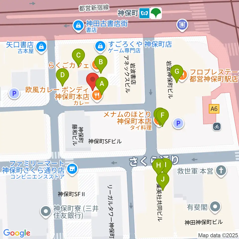 富士レコード社周辺のファミレス・ファーストフード一覧地図