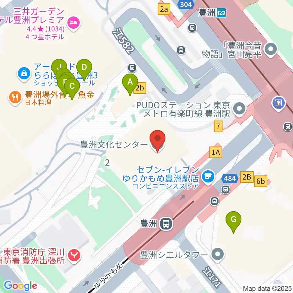 豊洲文化センター周辺のファミレス・ファーストフード一覧地図