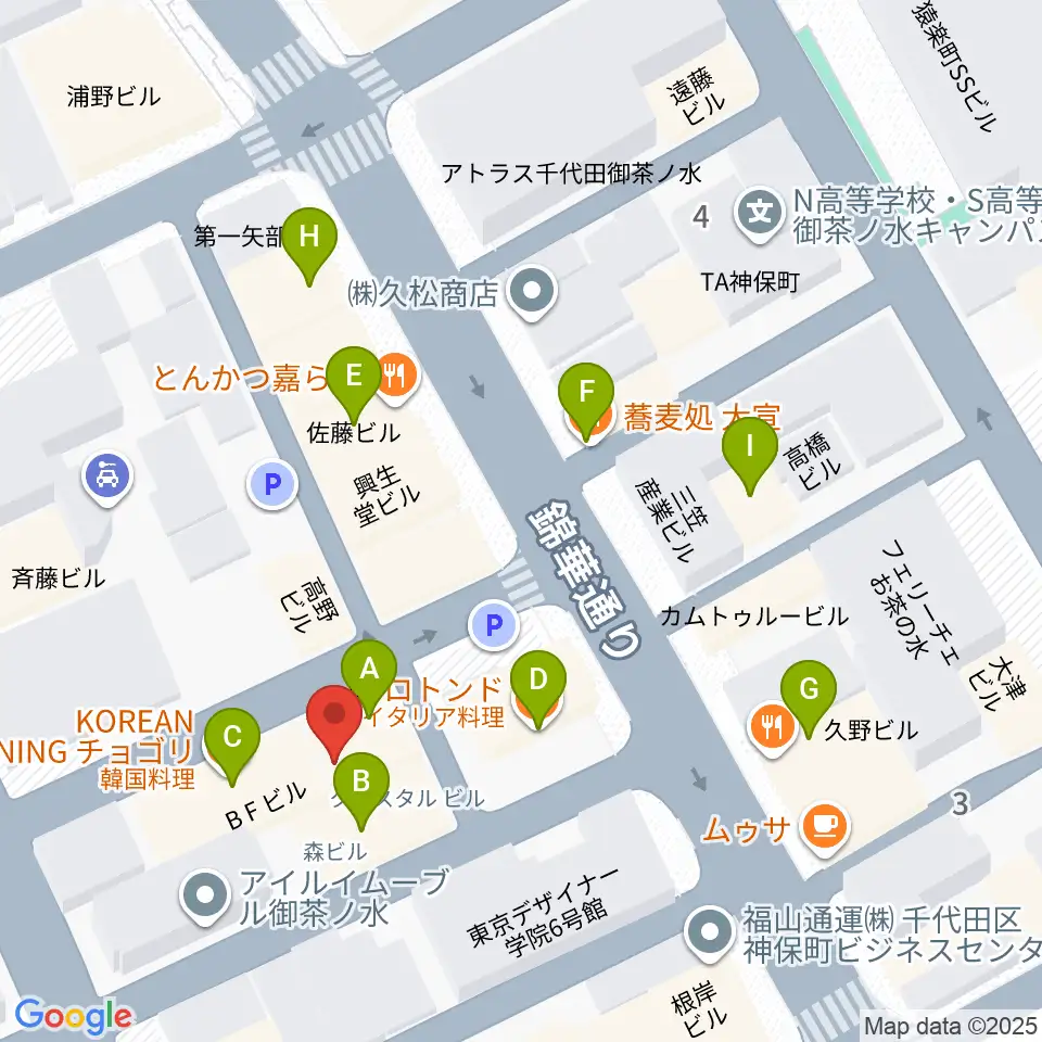 ラバーガード・レコード周辺のファミレス・ファーストフード一覧地図