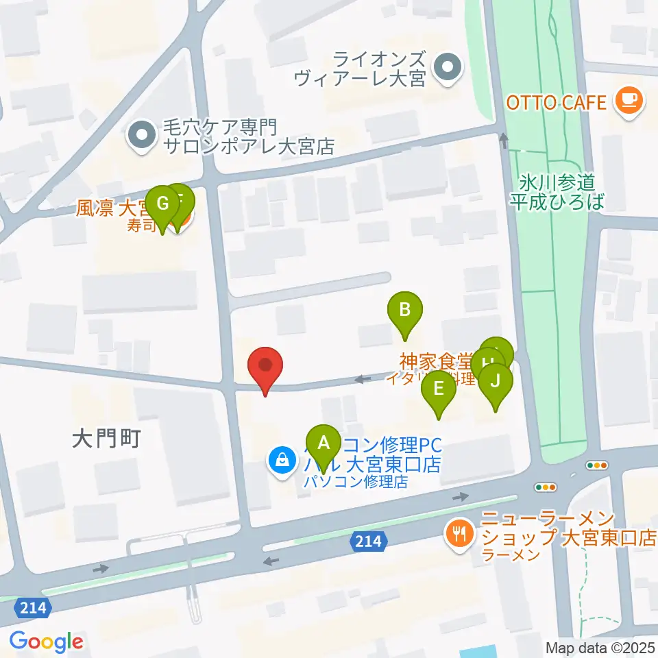 レコード屋グリグリ周辺のファミレス・ファーストフード一覧地図