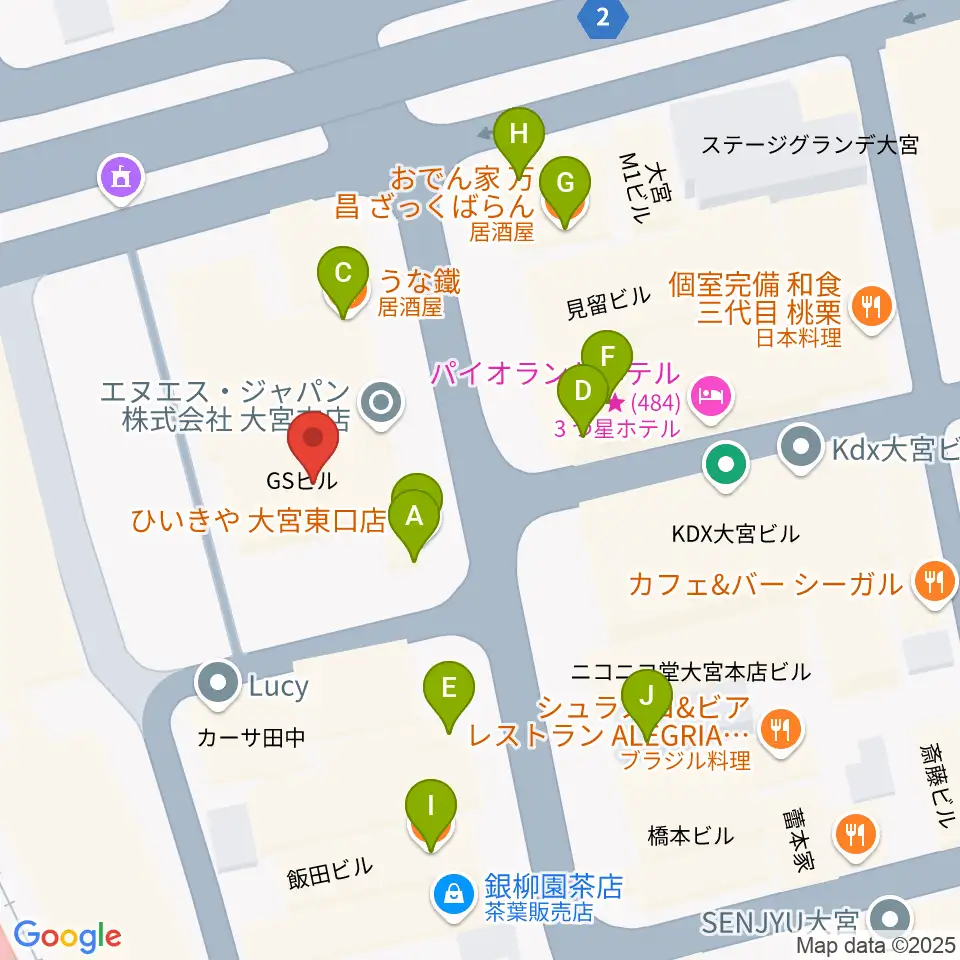 ディスクユニオン大宮店周辺のファミレス・ファーストフード一覧地図