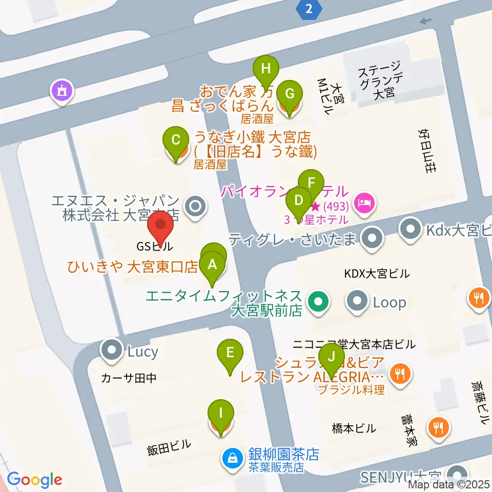 ディスクユニオン大宮店周辺のファミレス・ファーストフード一覧地図