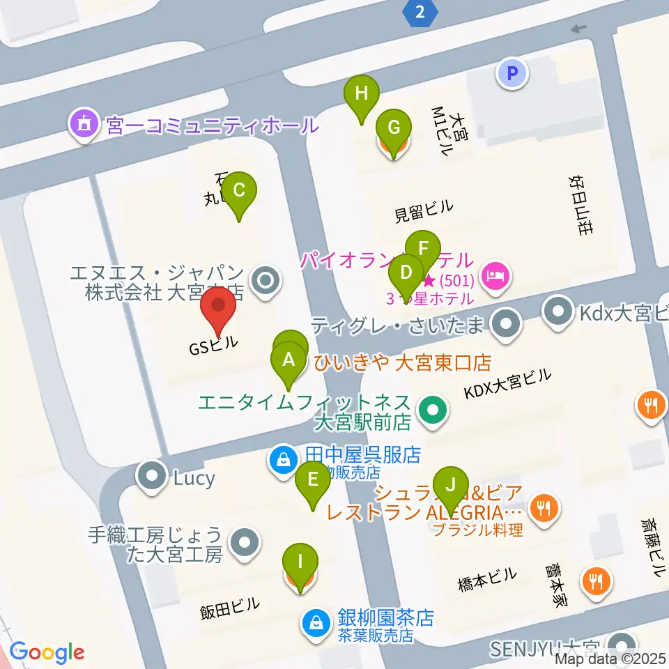 ディスクユニオン大宮店周辺のファミレス・ファーストフード一覧地図