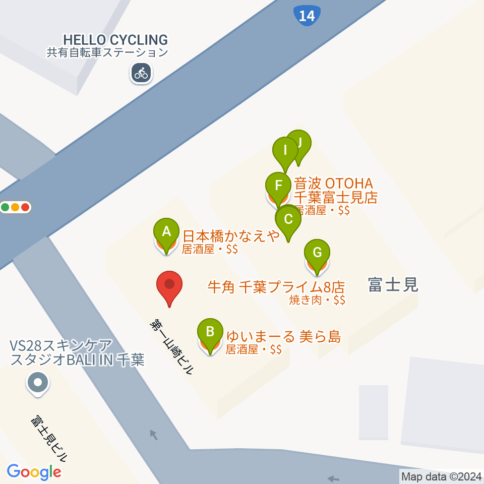 ディスクユニオン千葉店周辺のファミレス・ファーストフード一覧地図