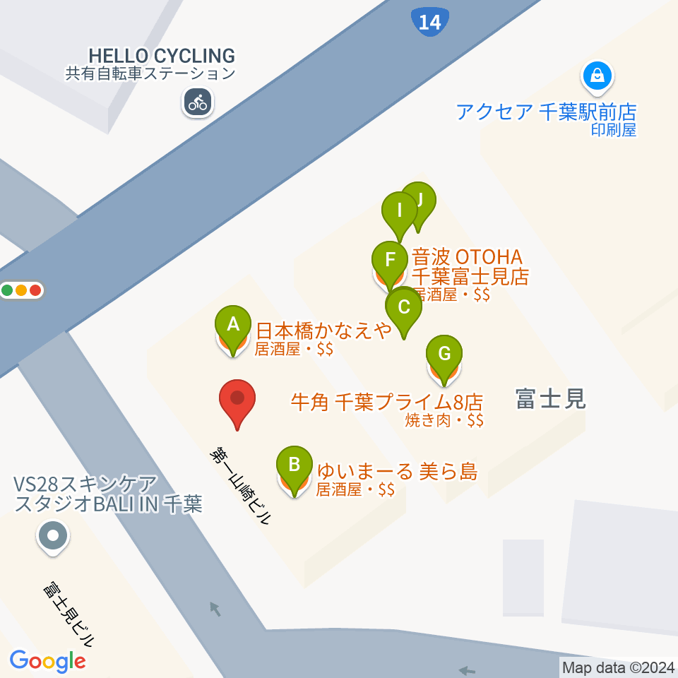 ディスクユニオン千葉店周辺のファミレス・ファーストフード一覧地図