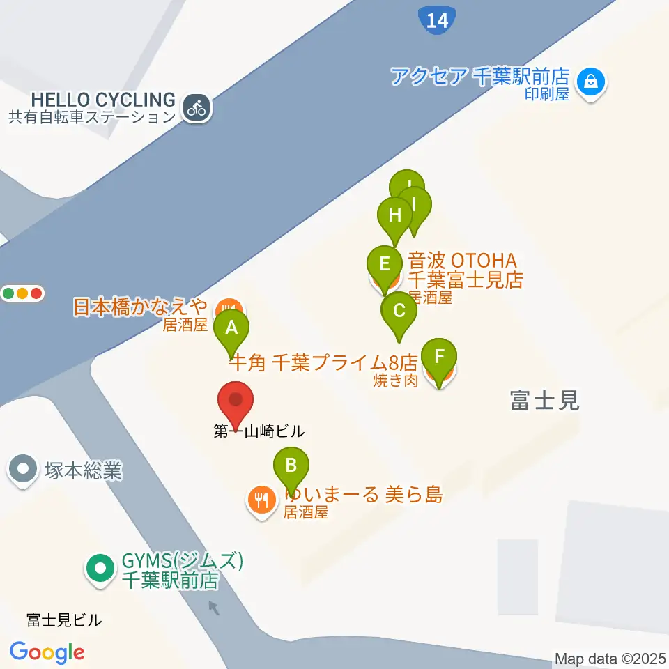 ディスクユニオン千葉店周辺のファミレス・ファーストフード一覧地図
