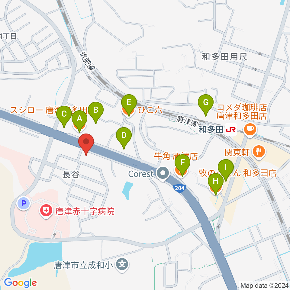 OLENGE周辺のファミレス・ファーストフード一覧地図