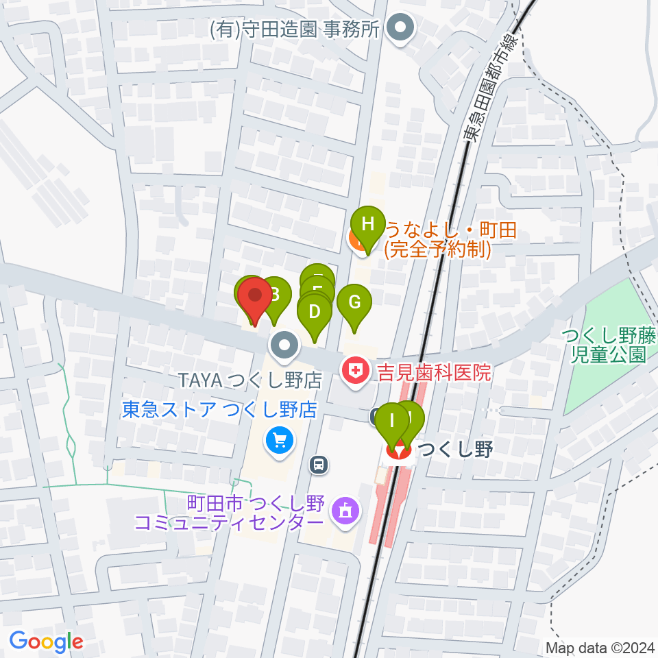 つくし野GOOD NEWS周辺のファミレス・ファーストフード一覧地図