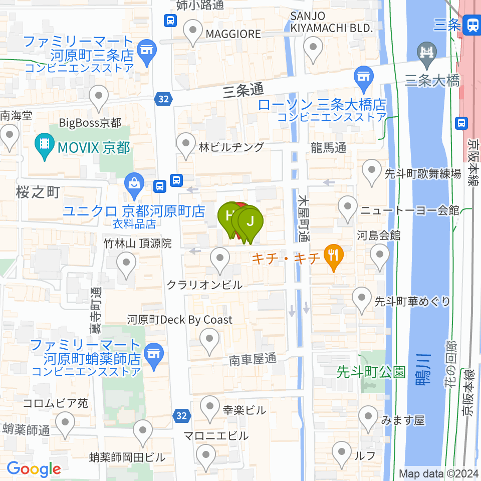 京都アメリカングラフィティーズ周辺のファミレス・ファーストフード一覧地図