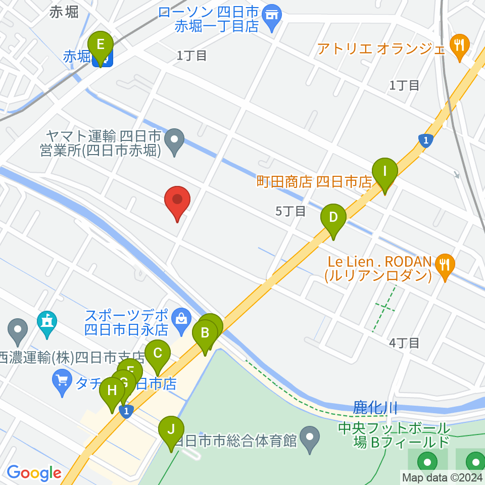 スタジオエチュード四日市店周辺のファミレス・ファーストフード一覧地図