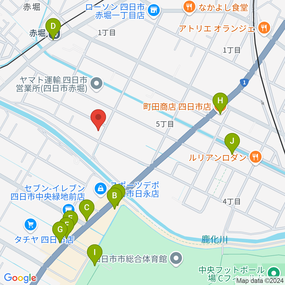 スタジオエチュード四日市店周辺のファミレス・ファーストフード一覧地図