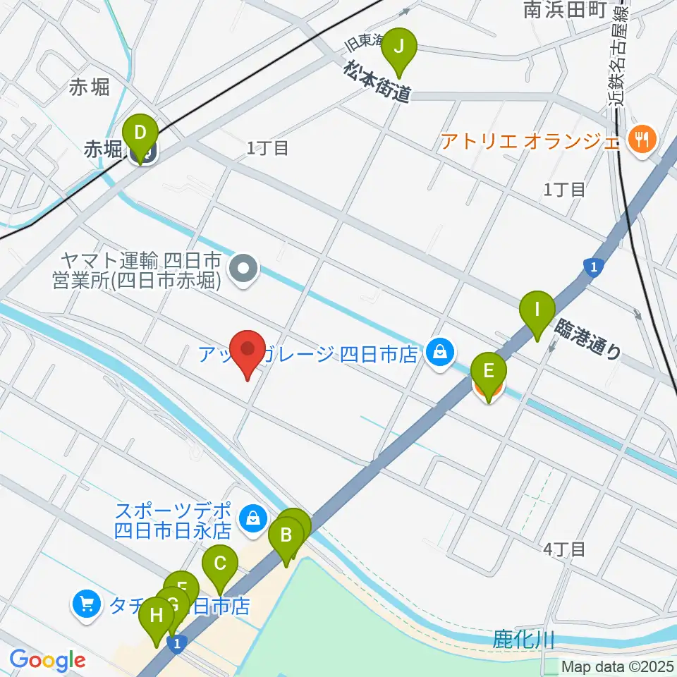 スタジオエチュード四日市店周辺のファミレス・ファーストフード一覧地図
