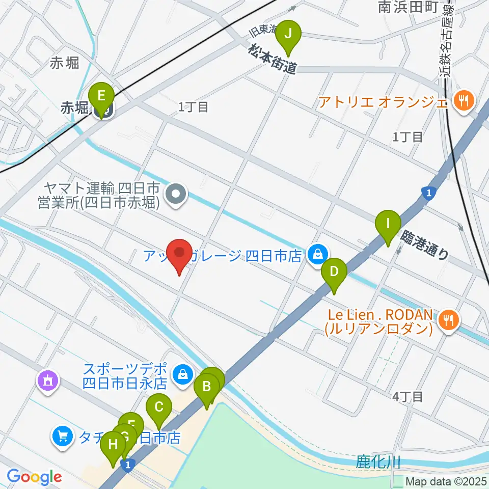 スタジオエチュード四日市店周辺のファミレス・ファーストフード一覧地図