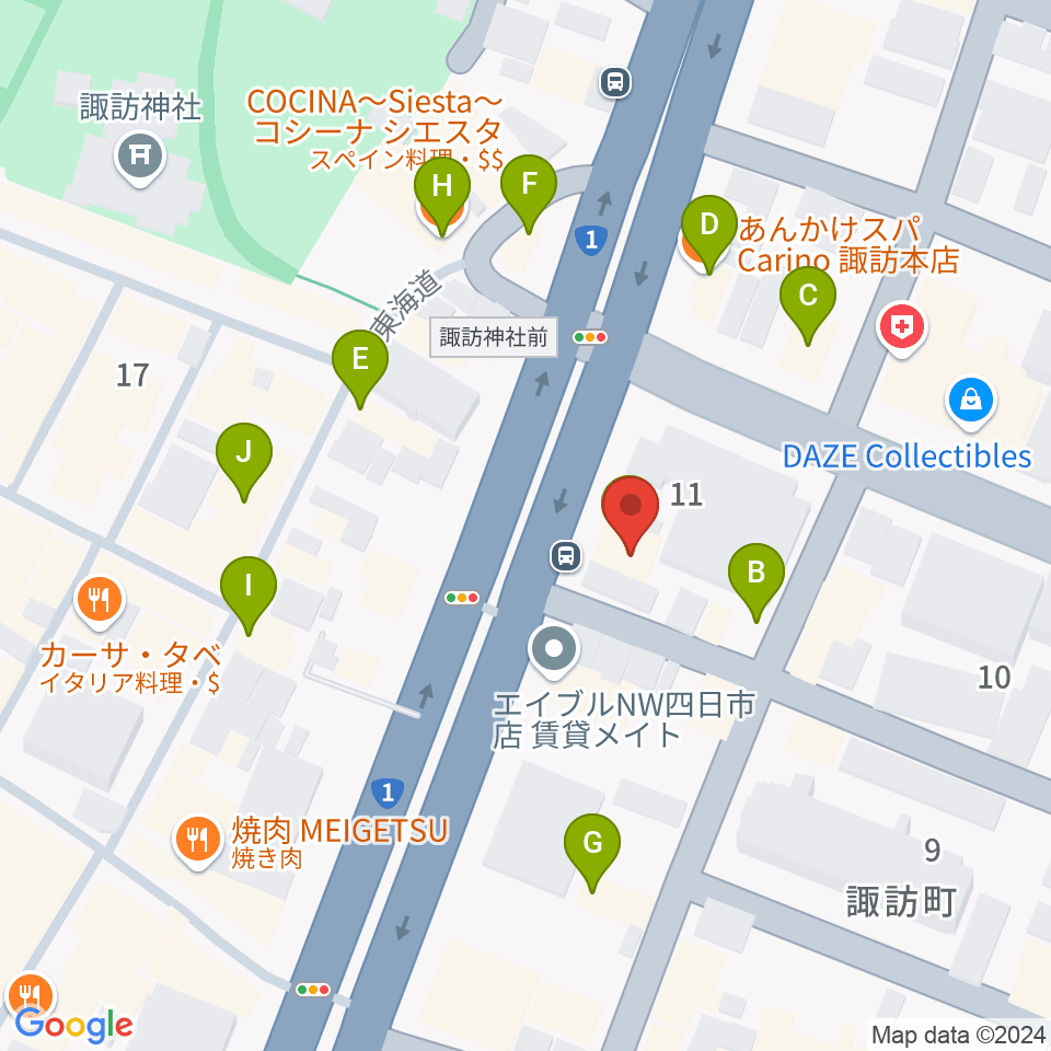 ルークレコーズ周辺のファミレス・ファーストフード一覧地図