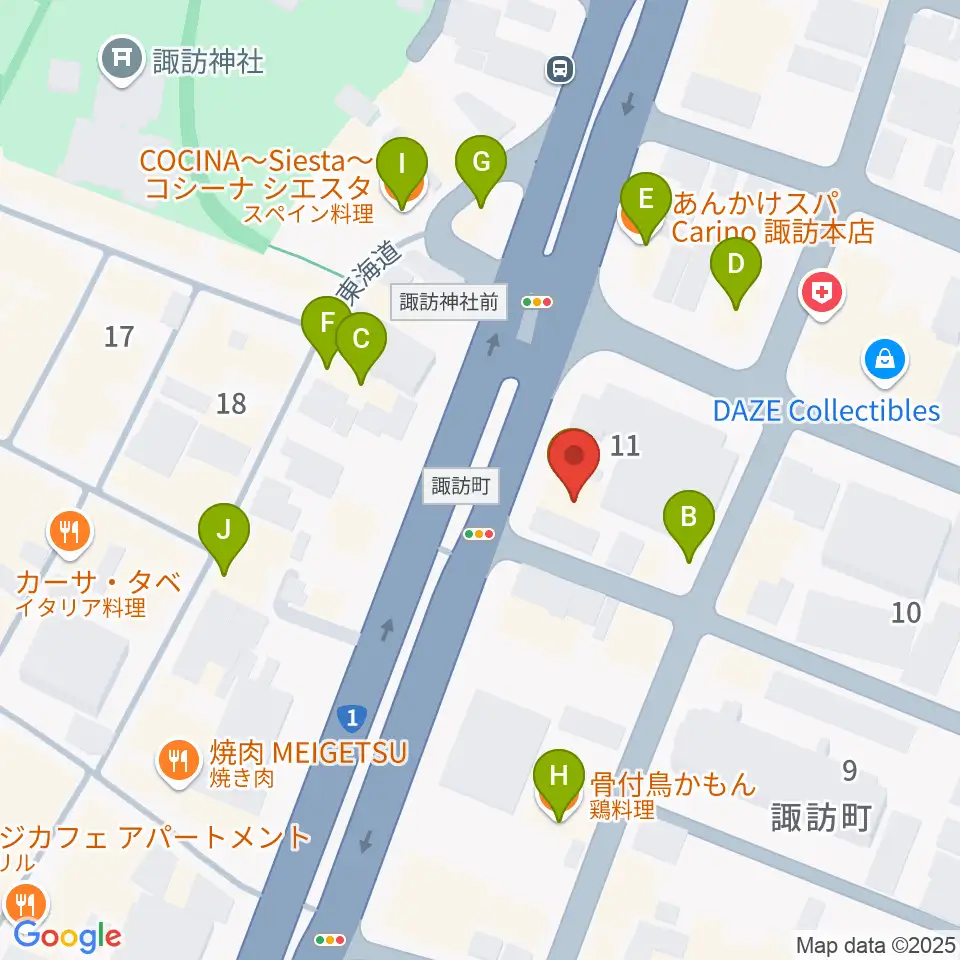 ルークレコーズ周辺のファミレス・ファーストフード一覧地図