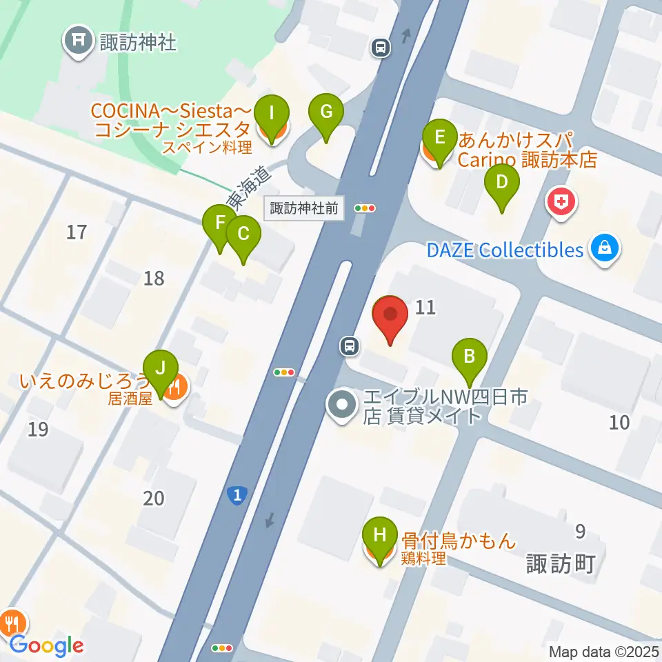ルークレコーズ周辺のファミレス・ファーストフード一覧地図