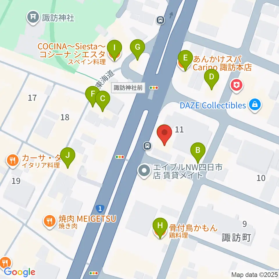 ルークレコーズ周辺のファミレス・ファーストフード一覧地図