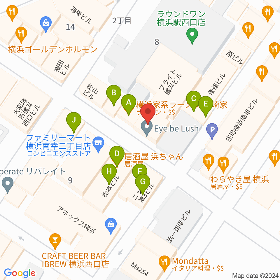 ディスクユニオン横浜西口店周辺のファミレス・ファーストフード一覧地図