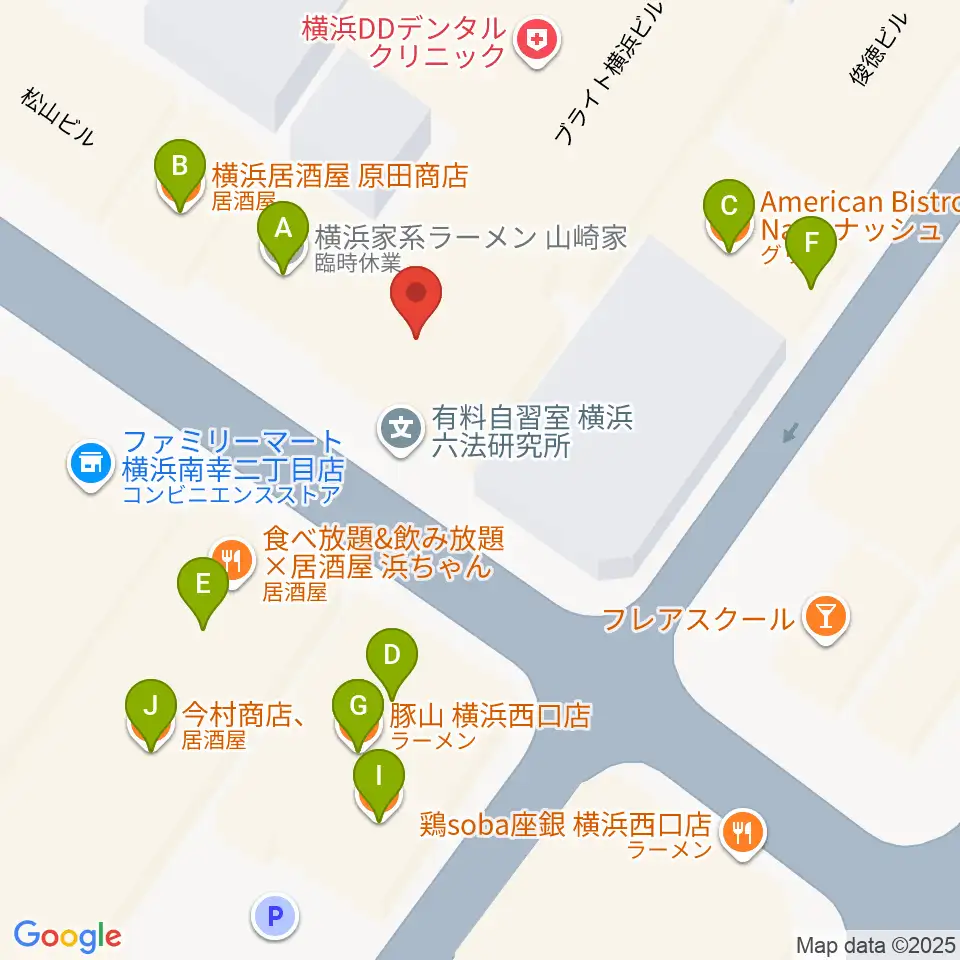 ディスクユニオン横浜西口店周辺のファミレス・ファーストフード一覧地図