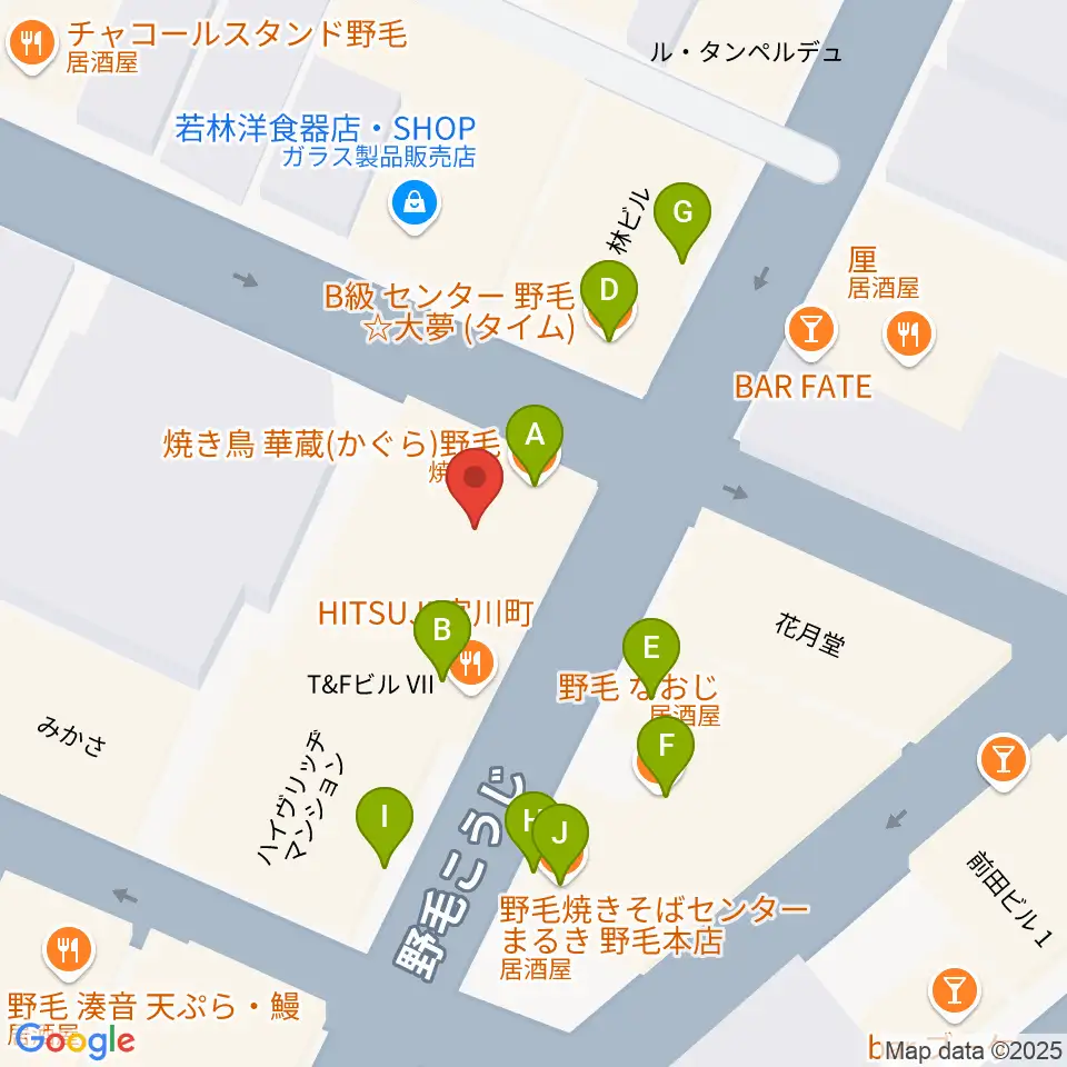 Cabaret Café うっふ周辺のファミレス・ファーストフード一覧地図