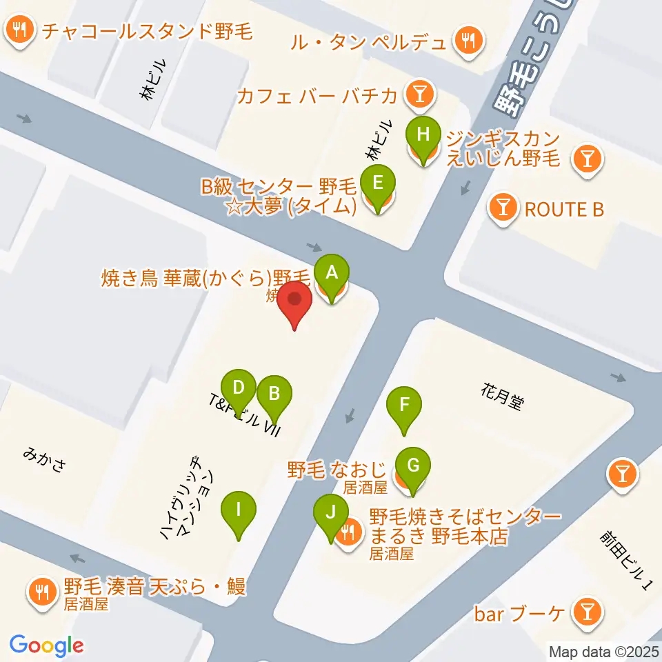 Cabaret Café うっふ周辺のファミレス・ファーストフード一覧地図