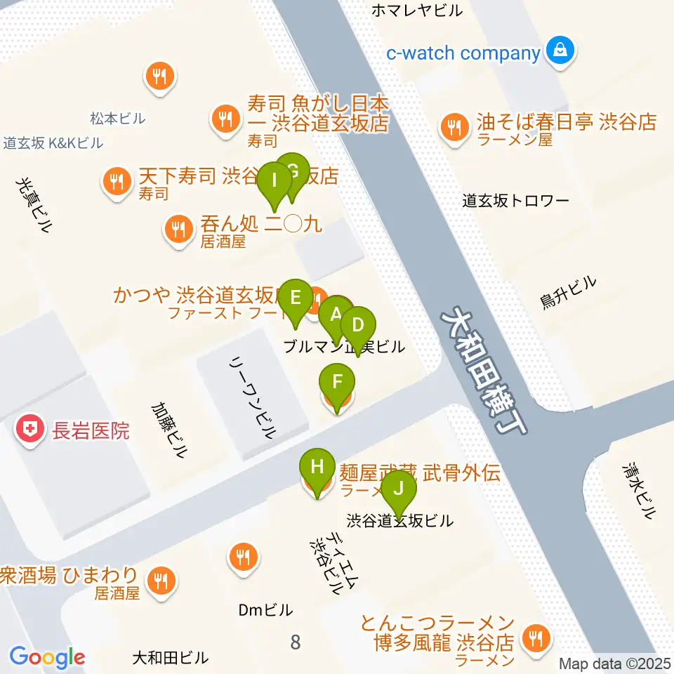 Lighthouse Records周辺のファミレス・ファーストフード一覧地図