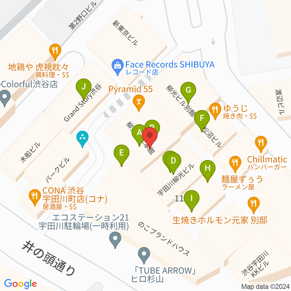 Disc Jam 渋谷シスコ店周辺のファミレス・ファーストフード一覧地図