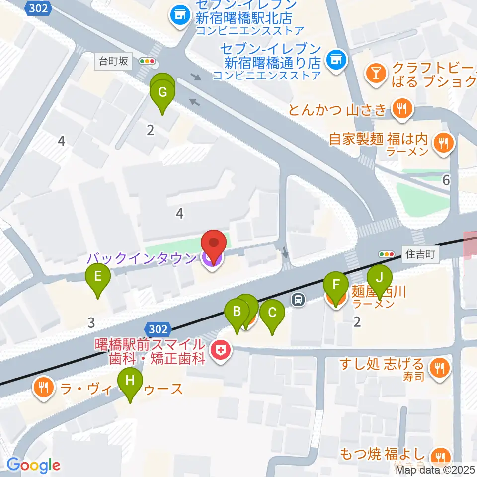 曙橋バックインタウン周辺のファミレス・ファーストフード一覧地図