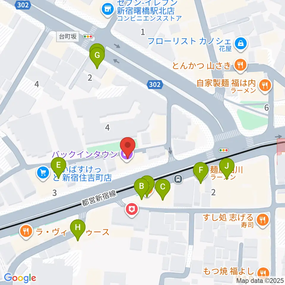曙橋バックインタウン周辺のファミレス・ファーストフード一覧地図