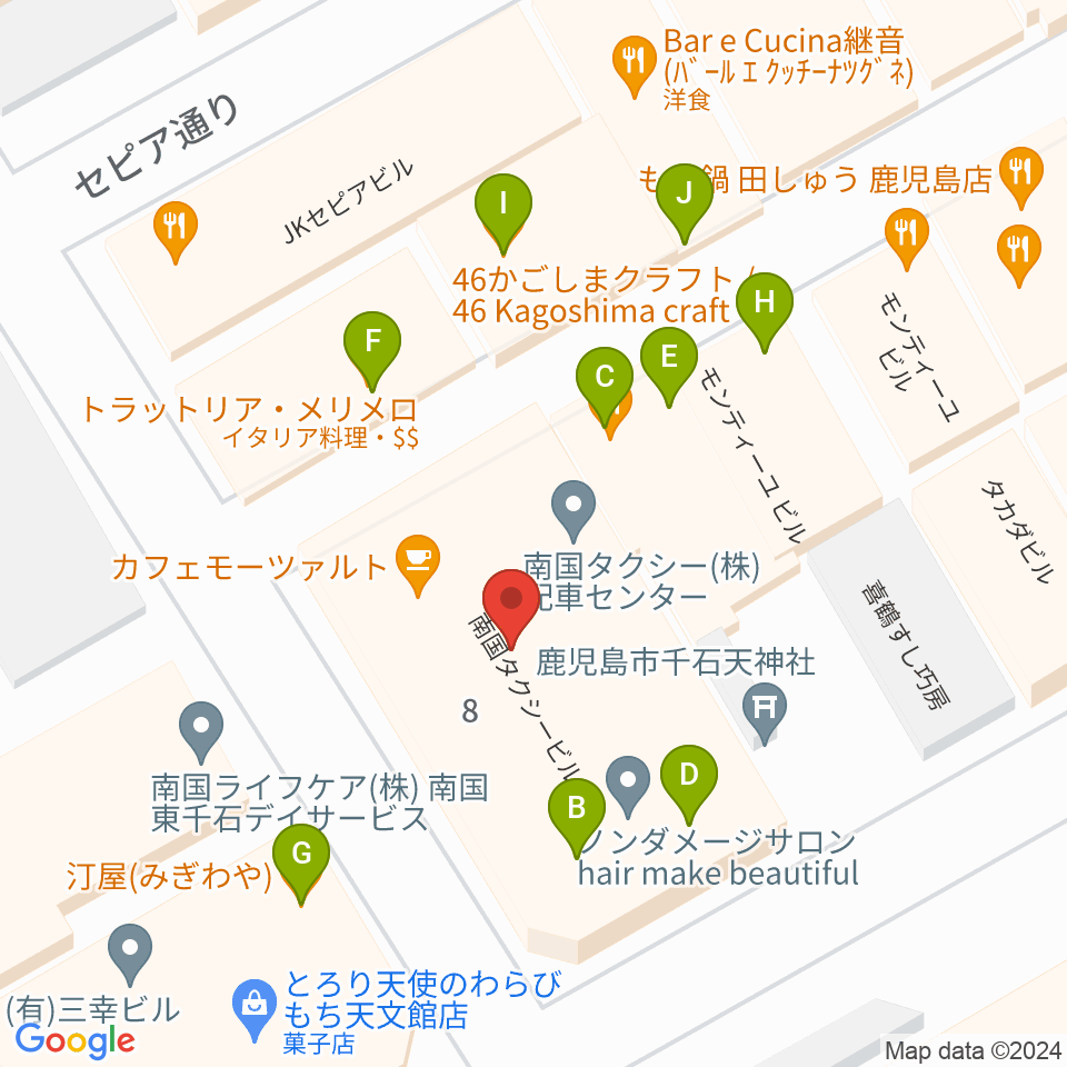 Bar MOJO周辺のファミレス・ファーストフード一覧地図