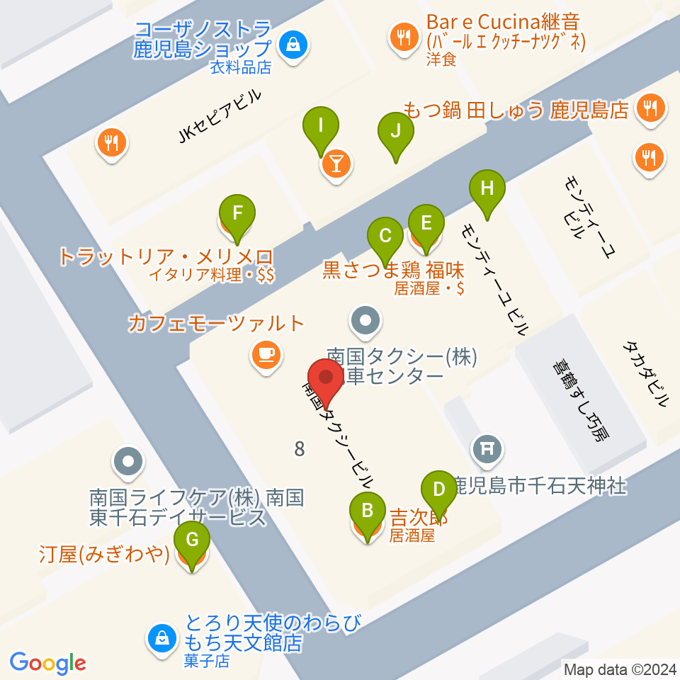 Bar MOJO周辺のファミレス・ファーストフード一覧地図