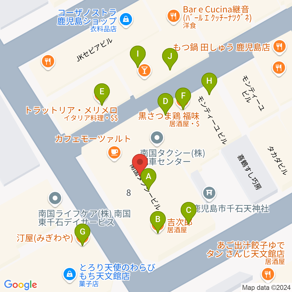 Bar MOJO周辺のファミレス・ファーストフード一覧地図