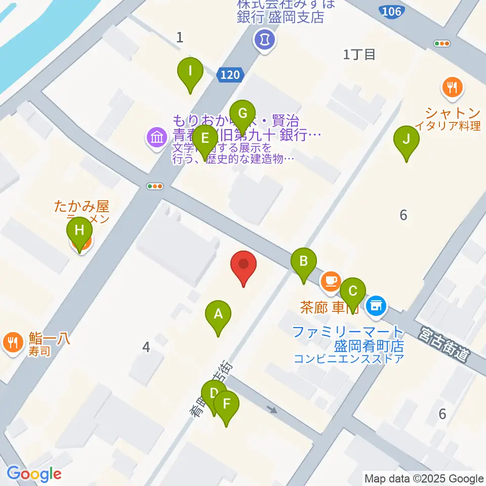いわてアートサポートセンター風のスタジオ周辺のファミレス・ファーストフード一覧地図