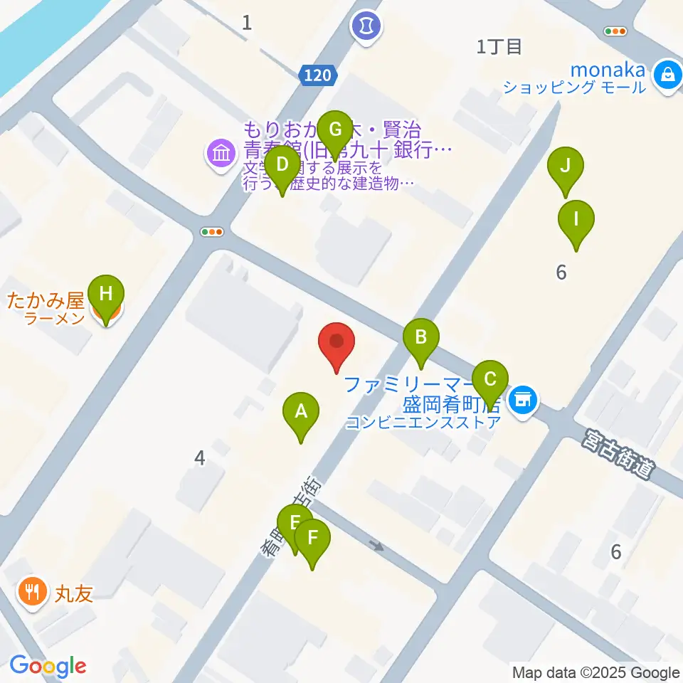 いわてアートサポートセンター風のスタジオ周辺のファミレス・ファーストフード一覧地図