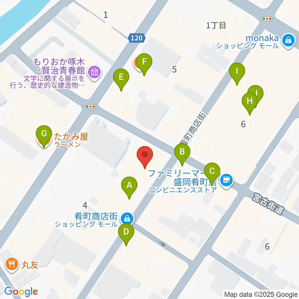 いわてアートサポートセンター風のスタジオ周辺のファミレス・ファーストフード一覧地図