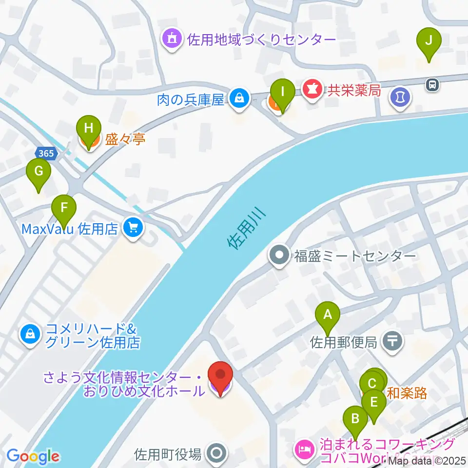 さよう文化情報センター おりひめ文化ホール周辺のファミレス・ファーストフード一覧地図