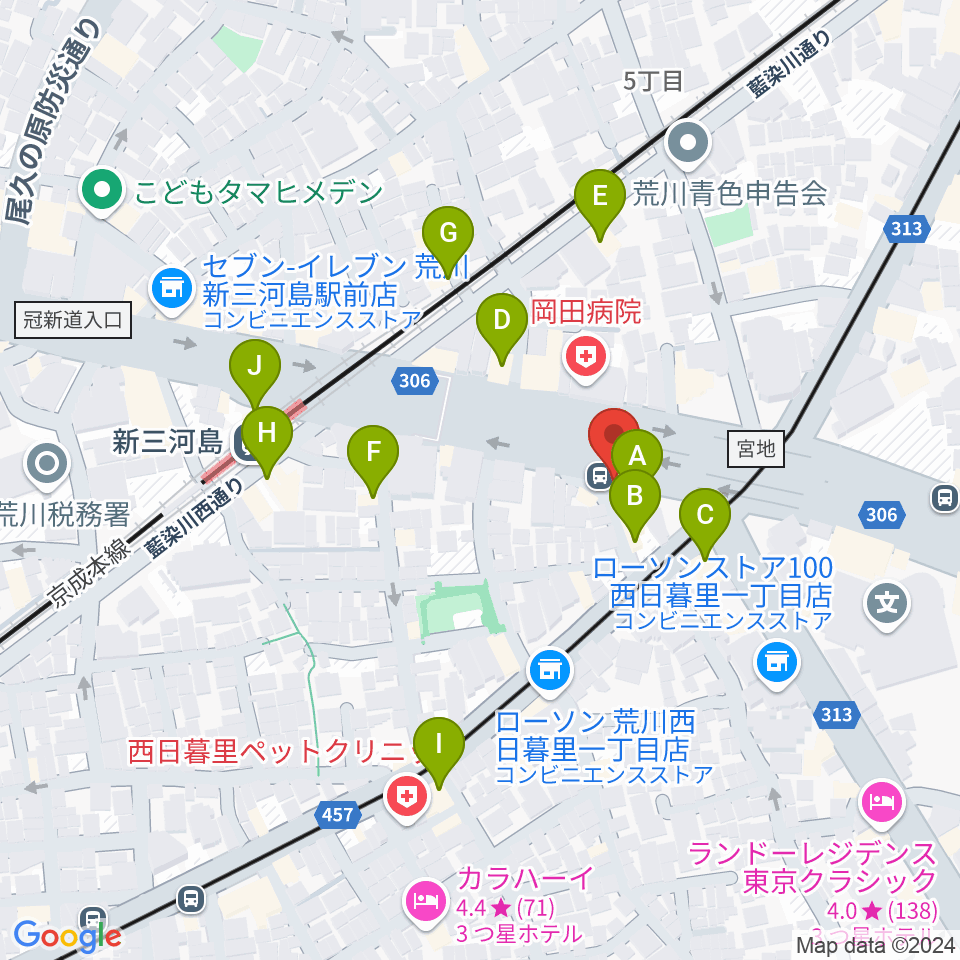 キーノート・シアター周辺のファミレス・ファーストフード一覧地図