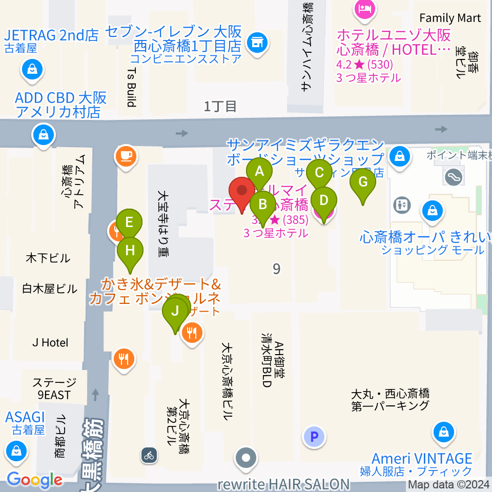 VINYL CHAMBER周辺のファミレス・ファーストフード一覧地図