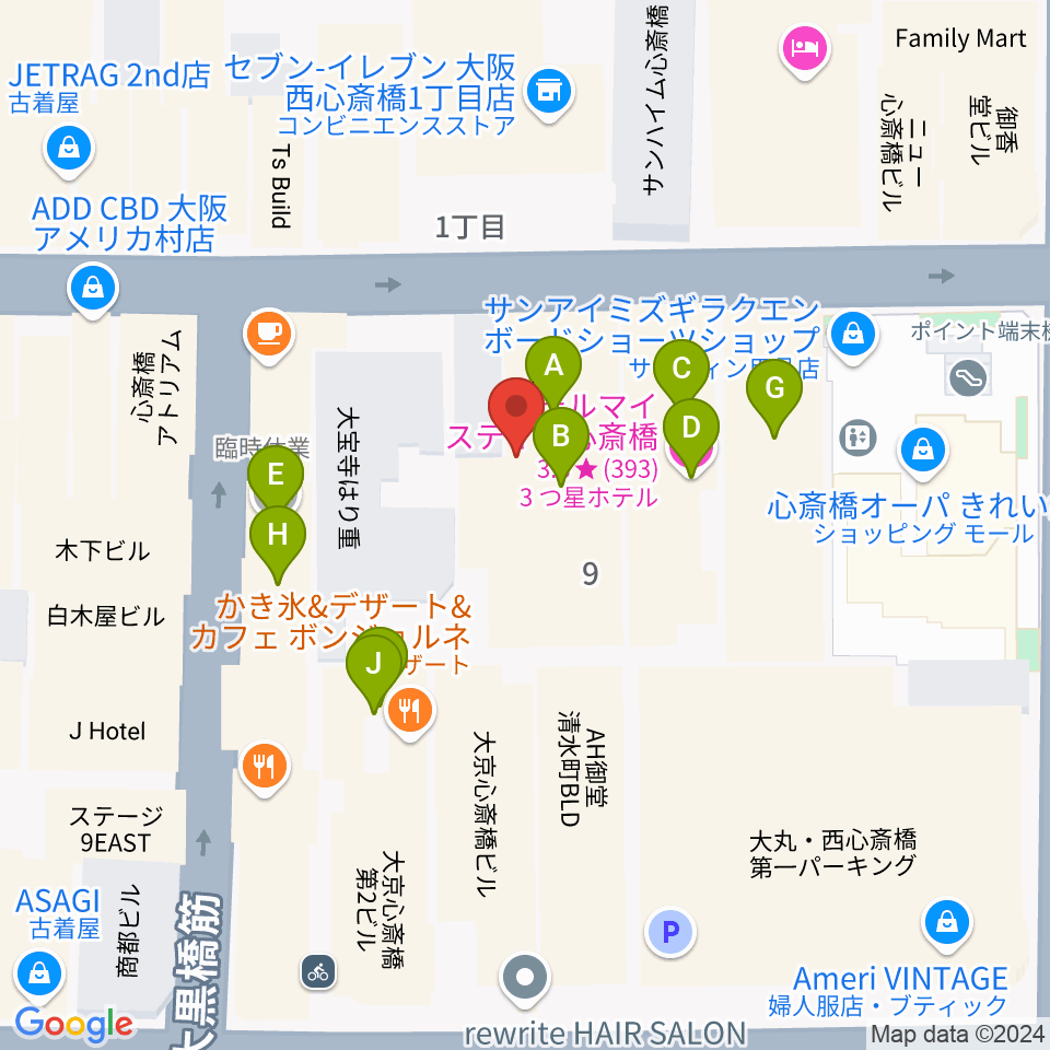 VINYL CHAMBER周辺のファミレス・ファーストフード一覧地図