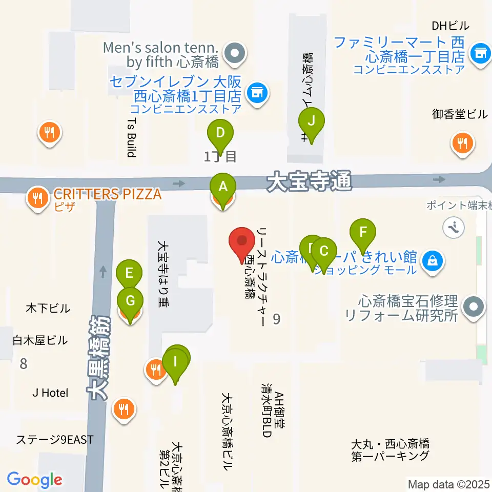 VINYL CHAMBER周辺のファミレス・ファーストフード一覧地図