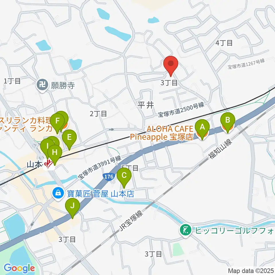 ヴァイオリン教室ゆみこせんせい周辺のファミレス・ファーストフード一覧地図