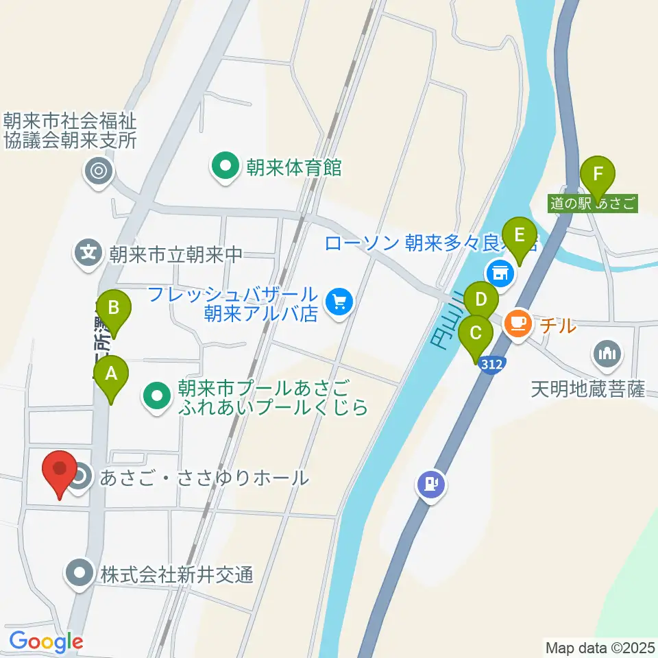 あさご・ささゆりホール周辺のファミレス・ファーストフード一覧地図