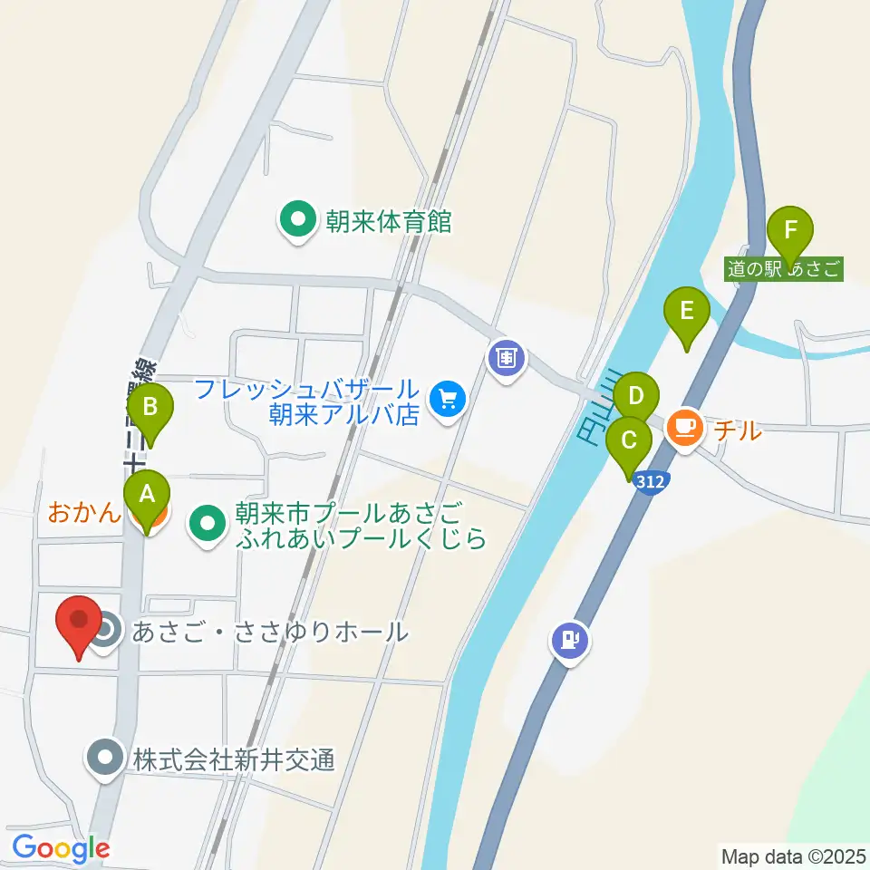 あさご・ささゆりホール周辺のファミレス・ファーストフード一覧地図