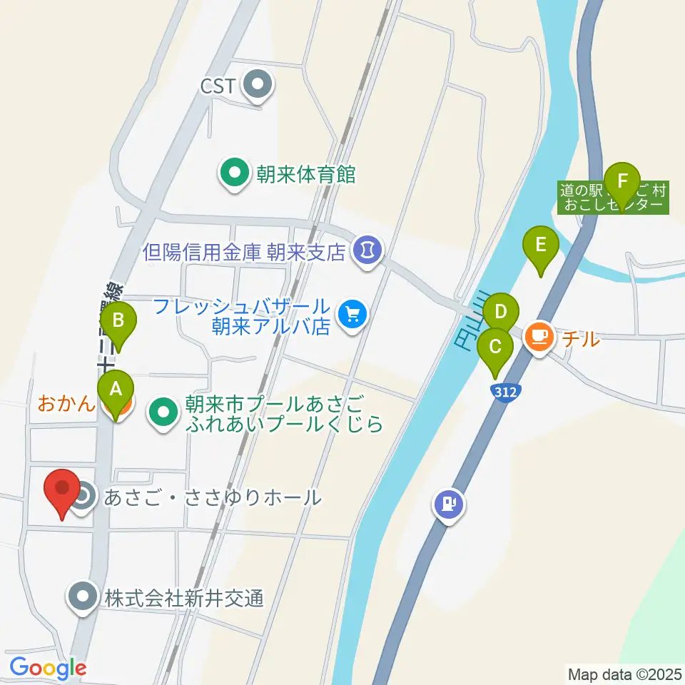 あさご・ささゆりホール周辺のファミレス・ファーストフード一覧地図