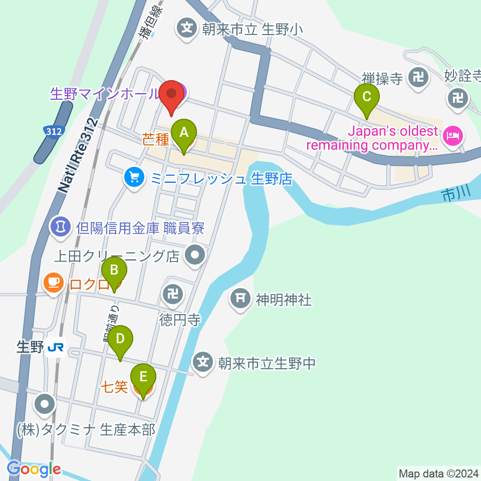 生野マインホール周辺のファミレス・ファーストフード一覧地図